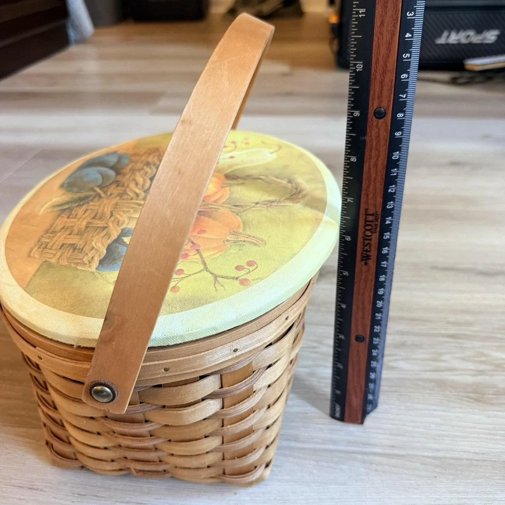 Harvest Fall Decor Basket with Lid and Handle Autumn Pumpkin